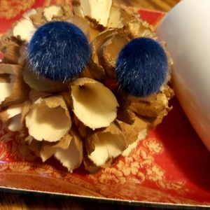 Cute Fuzzy Navy Blue Earrings